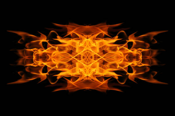 abstract colorful Fire flames on black background