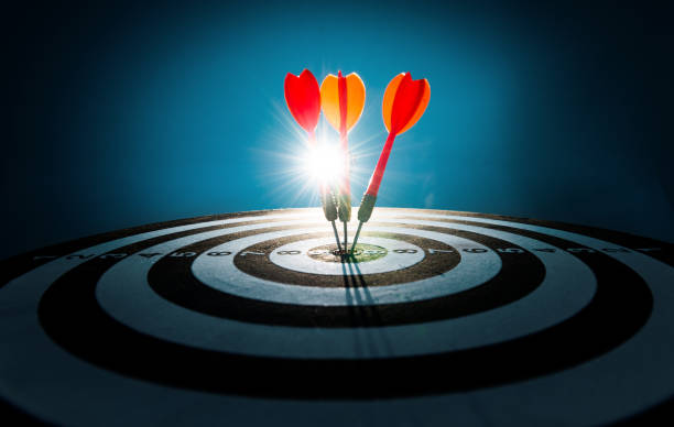 istock Close up of darts on target 1160334135