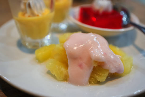 istock Strawberry yogurt on sweetened pineapple 1160335700