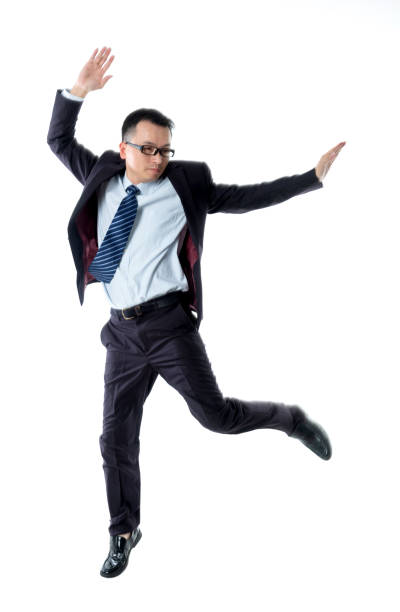 istock Cheerful businessman dancing on white background 1160336039