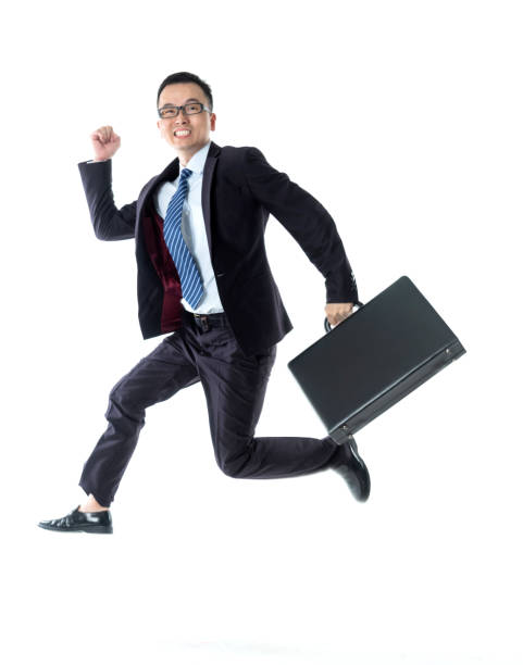 istock Businessman running on white background 1160336641