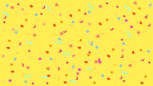 istock colorful simple party confetti flying on yellow background, star ribbon confetti glitter on yellow, geometric stars ribbons explosion for invitation card new year, christmas, anniversary celebration 1160336706