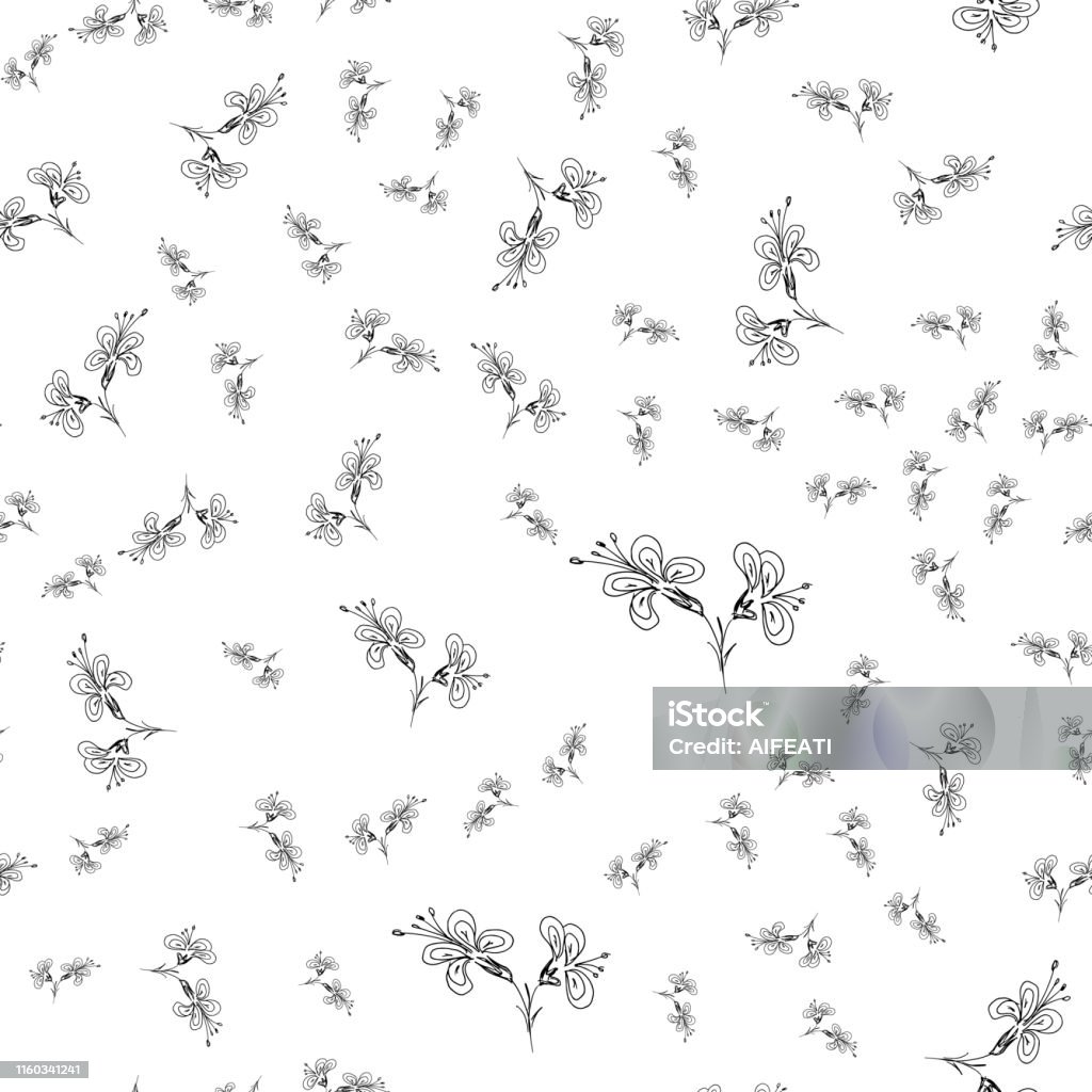 Hand Drawn Seamless Outline Simple Flowers For Wallpaper Design Vector Hand  Drawn Pattern Seamless Floral Pattern Vector Line Design White Background  Daisy Flower Drawing Stock Illustration - Download Image Now - iStock