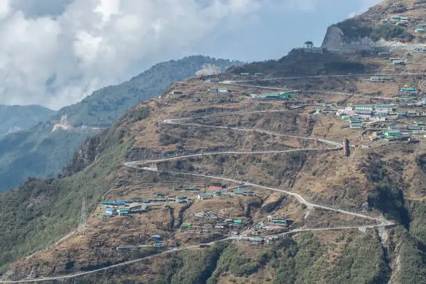 Photo of Zigzag road on mountain in North Sikkim, India