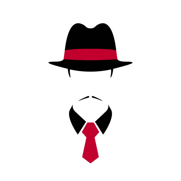 Portrait of Italian man in black vintage hat and red tie. Vector illustration. Portrait of Italian man in black vintage hat and red tie. Vector illustration. godfather godparent stock illustrations