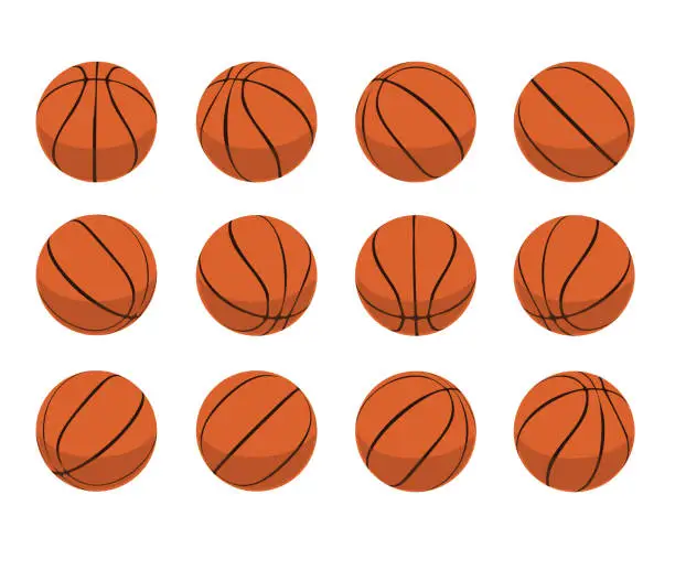 Vector illustration of Basketball ball Animate Spinning Vector Illustration