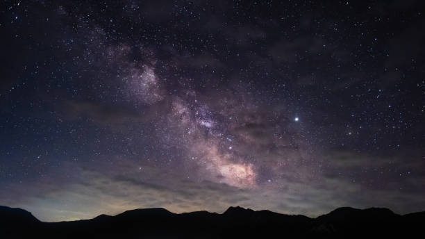 istock Milky Way over the mountain peaks 1160350775