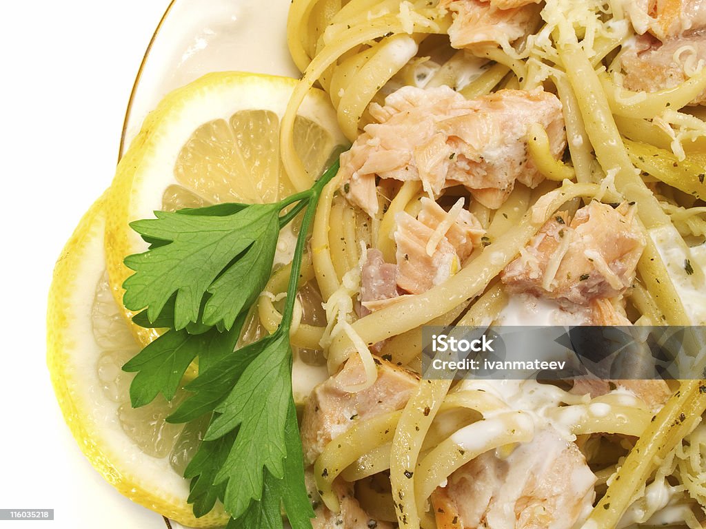 Pasta colección de Tagliatelle con salmón - Foto de stock de Alimento libre de derechos