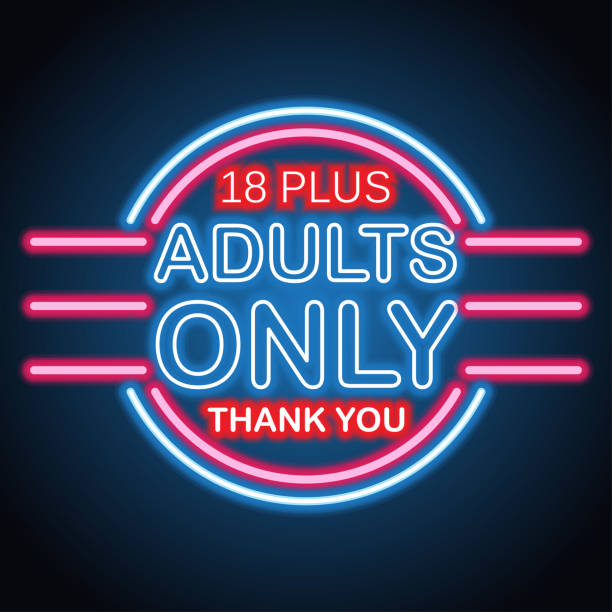 ilustrações, clipart, desenhos animados e ícones de adultos apenas brilhando caixa para negócios ao ar livre publicidade neon sign billboard. ilustração do vetor - pornography stripper neon light adult