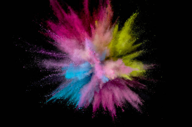 istock Colored powder explosion. Abstract closeup dust on backdrop. Colorful explode. Paint holi 1160354173