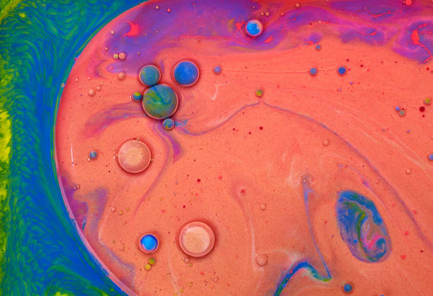 istock Colourful acrylic bubbles.Abstract ink design template mixed texture background. Liquid color backdrop. Wallpaper pattern. Oil poster . Design template. Fluid art 1160355004