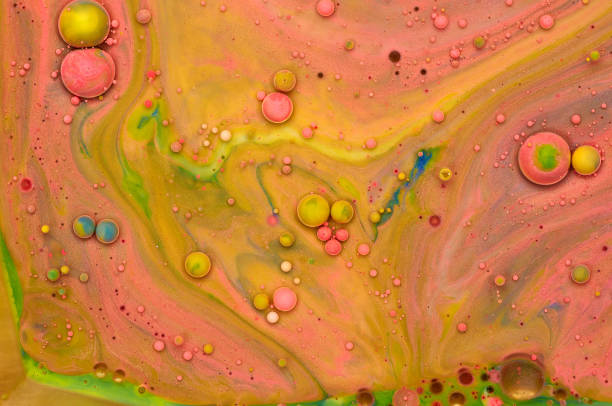 istock Colourful acrylic bubbles.Abstract ink design template mixed texture background. Liquid color backdrop. Wallpaper pattern. Oil poster . Design template. Fluid art 1160355020