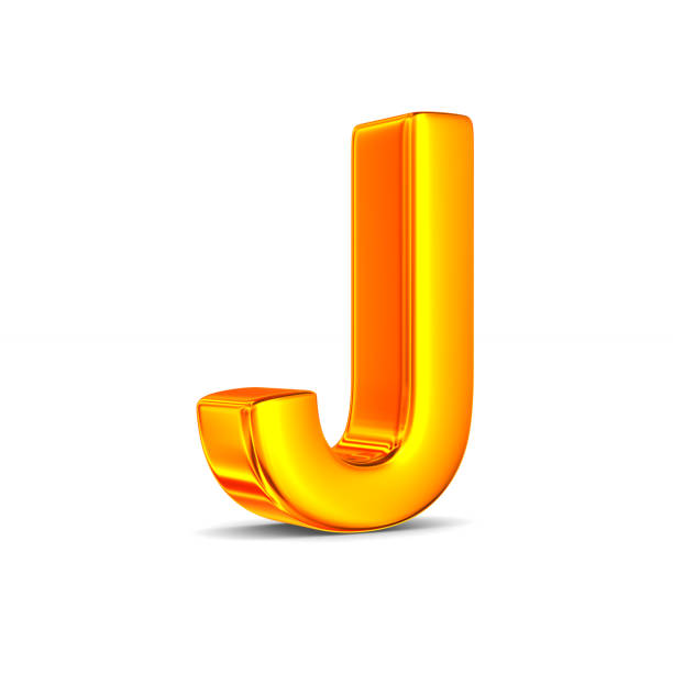 Character J on white background. Isolated 3D illustration