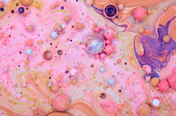 istock Colourful acrylic bubbles.Abstract ink design template mixed texture background. Liquid color backdrop. Wallpaper pattern. Oil poster . Design template. Fluid art 1160355587