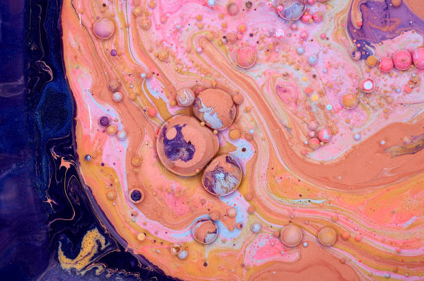 istock Colourful acrylic bubbles.Abstract ink design template mixed texture background. Liquid color backdrop. Wallpaper pattern. Oil poster . Design template. Fluid art 1160356089