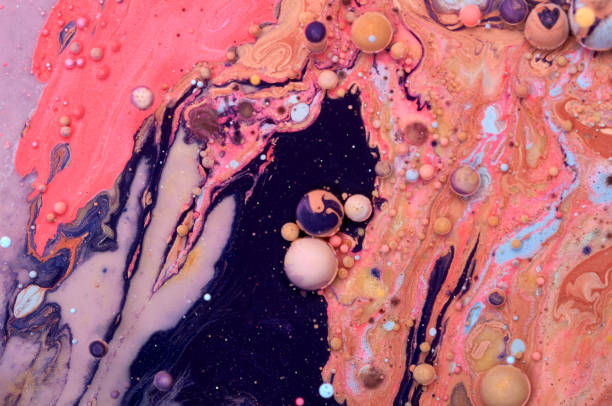 istock Colourful acrylic bubbles.Abstract ink design template mixed texture background. Liquid color backdrop. Wallpaper pattern. Oil poster . Design template. Fluid art 1160356091