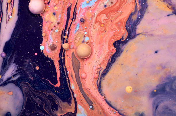 istock Colourful acrylic bubbles.Abstract ink design template mixed texture background. Liquid color backdrop. Wallpaper pattern. Oil poster . Design template. Fluid art 1160356100