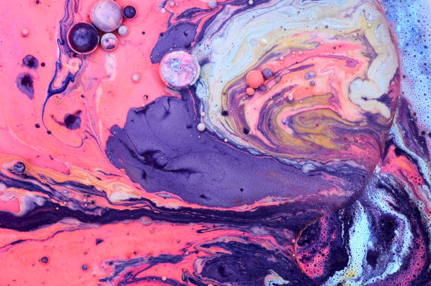 Colourful acrylic bubbles.Abstract ink design template mixed texture background. Liquid color backdrop. Wallpaper pattern. Oil poster . Design template. Fluid art