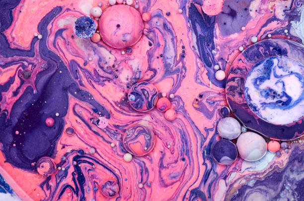 istock Colourful acrylic bubbles.Abstract ink design template mixed texture background. Liquid color backdrop. Wallpaper pattern. Oil poster . Design template. Fluid art 1160356168