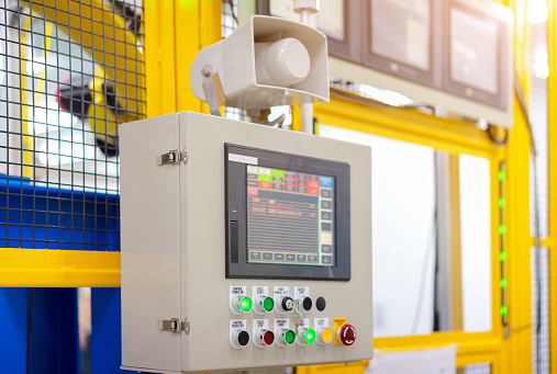 Machine Side Pannels Operation Panel On Machine Fence Stock Photo - Download Image Now ...