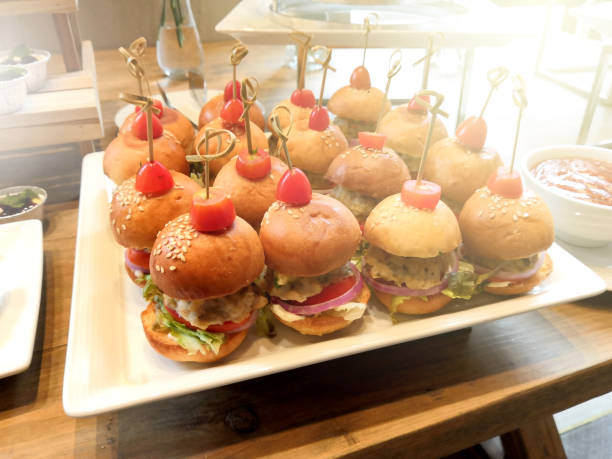 istock mini hamburger was on the dish serve for party and seminar 1160358936
