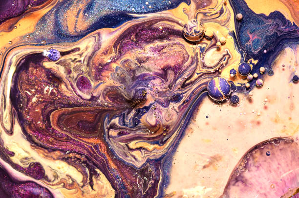 istock Colourful acrylic bubbles.Abstract ink design template mixed texture background. Liquid color backdrop. Wallpaper pattern. Oil poster . Design template. Fluid art 1160360582