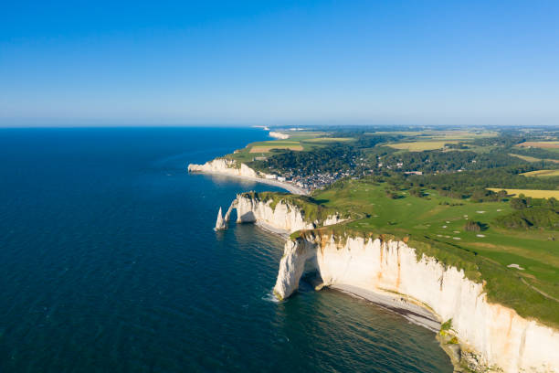 istock Wide view of the cliffs of Etretat 1160362163