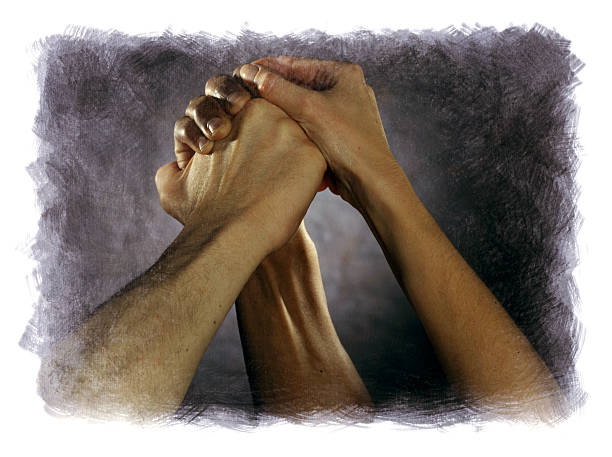 istock Three Hands Celebrating on painted background 4x5 Film 116036281