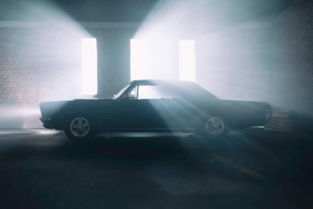 model pontiac gto in atmospheric garage - pontiac gto imagens e fotografias de stock