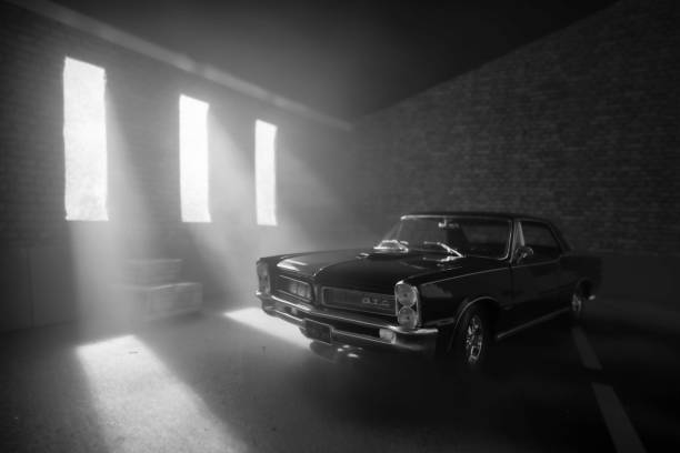 model pontiac gto in atmospheric garage - pontiac gto imagens e fotografias de stock