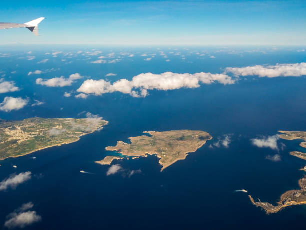 Maltese island from above. Airplane view