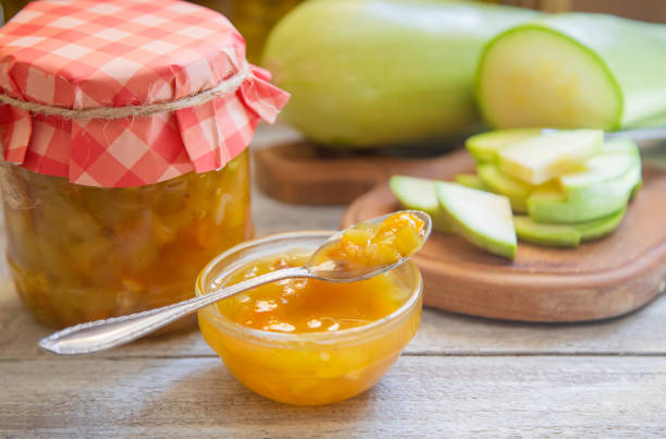 istock Preservation of zucchini. Zucchini jam. Selective focus. 1160365488