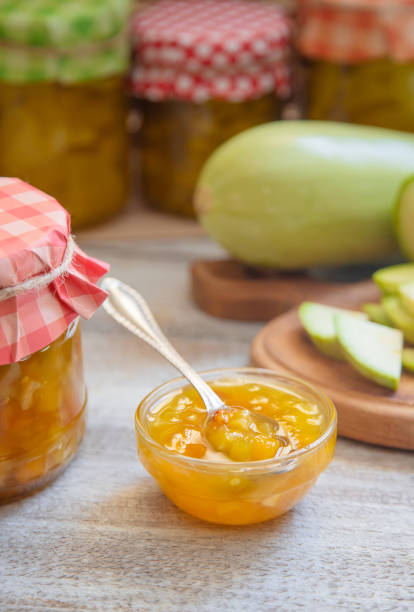 istock Preservation of zucchini. Zucchini jam. Selective focus. 1160365515