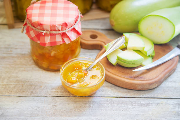 istock Preservation of zucchini. Zucchini jam. Selective focus. 1160365520