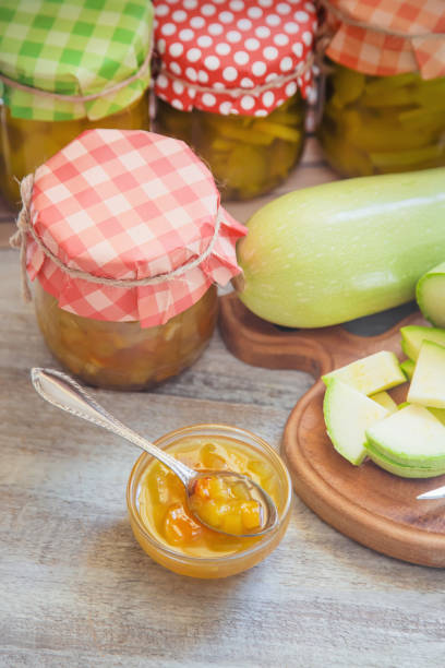 istock Preservation of zucchini. Zucchini jam. Selective focus. 1160365524
