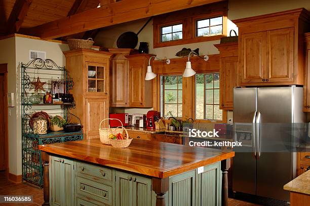Country Themed Interior Kitchen Stock Photo - Download Image Now - Kitchen, Rural Scene, Indoors