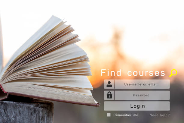 istock E - learning concept, online education login or registration screen design 1160366977