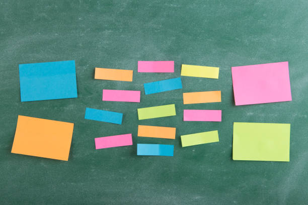 istock Colorful sticky notes on the blank blackboard 1160367030