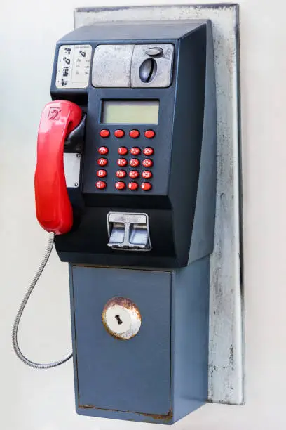 Photo of public telephone on a city street