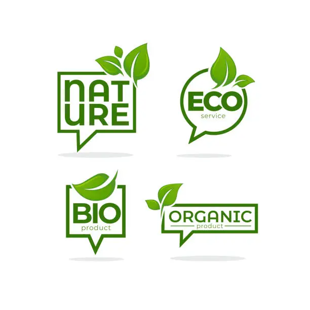Vector illustration of Nature, Organic, Bio, Nature c leave emblems,  frames and logo