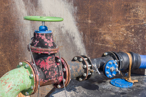 istock Construction site on a water pipe as supply line for construction area 1160373185