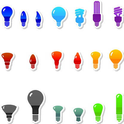 Light bulb royalty free vector icon set in nine colors