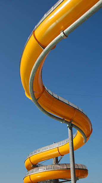 Water slide yellow blue stock photo