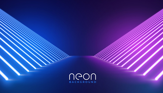 futuristic neon lights stage floor background