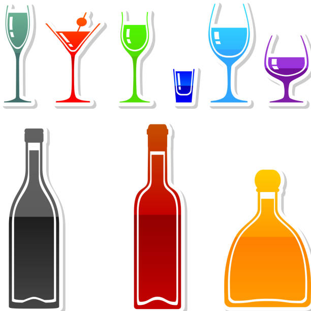 drinks in nine colors includes all elements in 9 colors martini royale stock illustrations