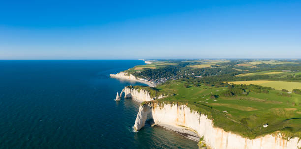 istock Wide view of the cliffs of Etretat 1160376505