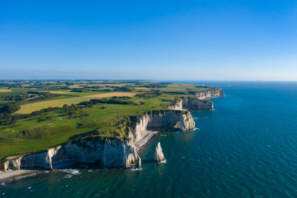 istock Wide view of the cliffs of Etretat 1160378926