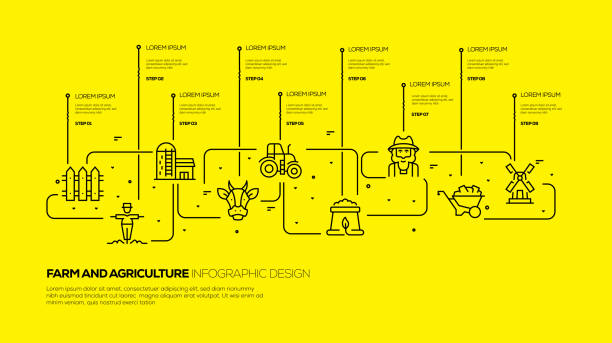 stockillustraties, clipart, cartoons en iconen met boerderij en landbouw infographic design - ecosysteem