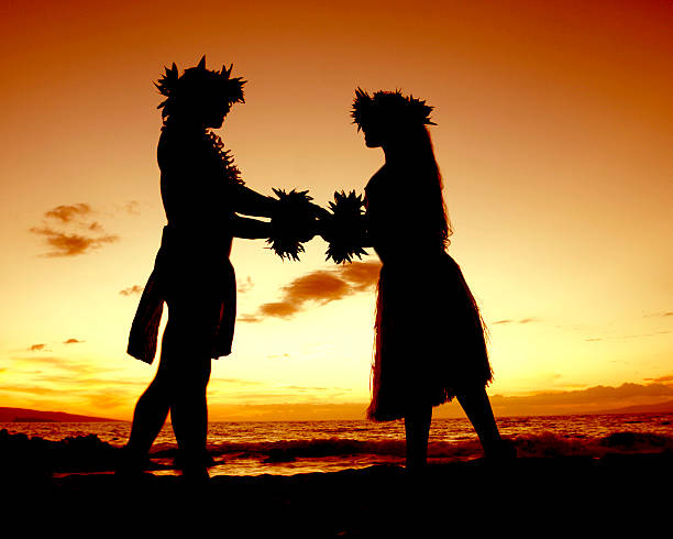 Hawaiian Sunset Lovers stock photo