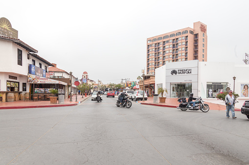 Ensenada, Mexico - May, 31, 2015: Street view of Ensenada Mexican city located 80 miles south of San Diego in Baja California.
